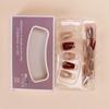 Short Wine Red Glitter Press-On Nails with Gold Foil - Handmade Nail Art Patches for Students