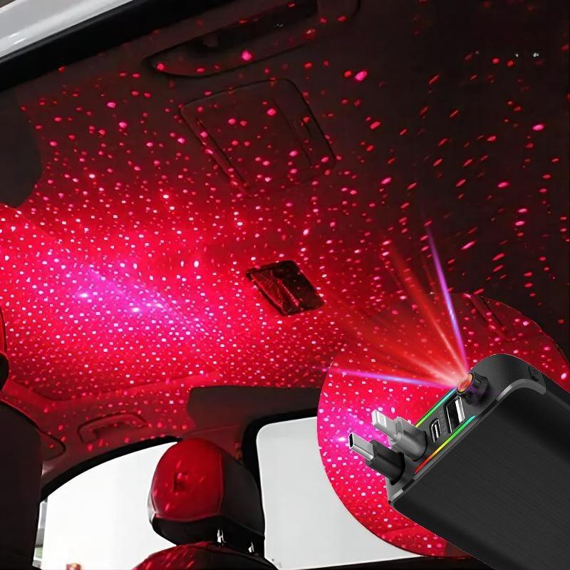 120W Car Charger with Roof Starlight Fast Charging Retractable Cable & 2 Charging Ports Voltage Phone Charger universal