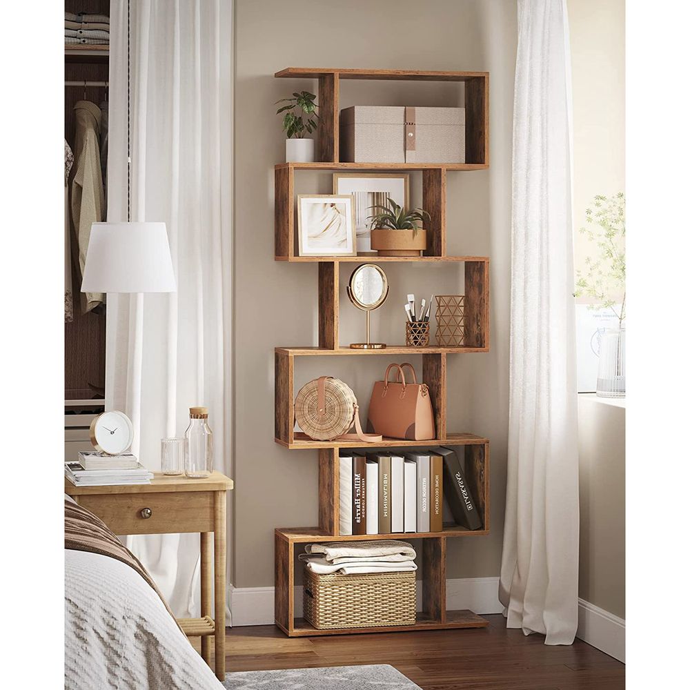 Freestanding bookcase 190.5cm Bookcase Standing shelf for presentation brown