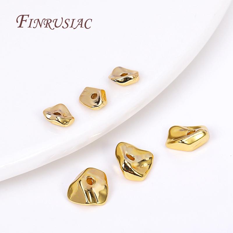 2 Sizes 18K Gold Plated Irregular Spacer Beads,High Quality Metal Beads For Bracelets Beading Beads DIY Jewelry Making Findings