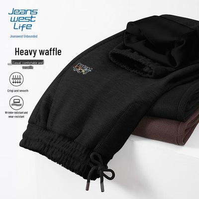 JEANSWEST LIFE Men's Dancing Bear Waffle Cuffed Jogger Pants