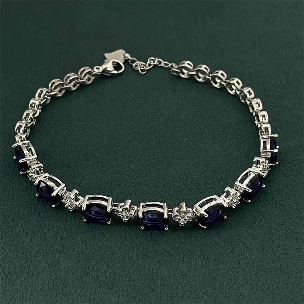 925 Sterling Silver Bracelet Blue Gemstone Light Luxury Bracelet Crystal Bracelet Ladies Light Luxury Birthday Jewelry Gift