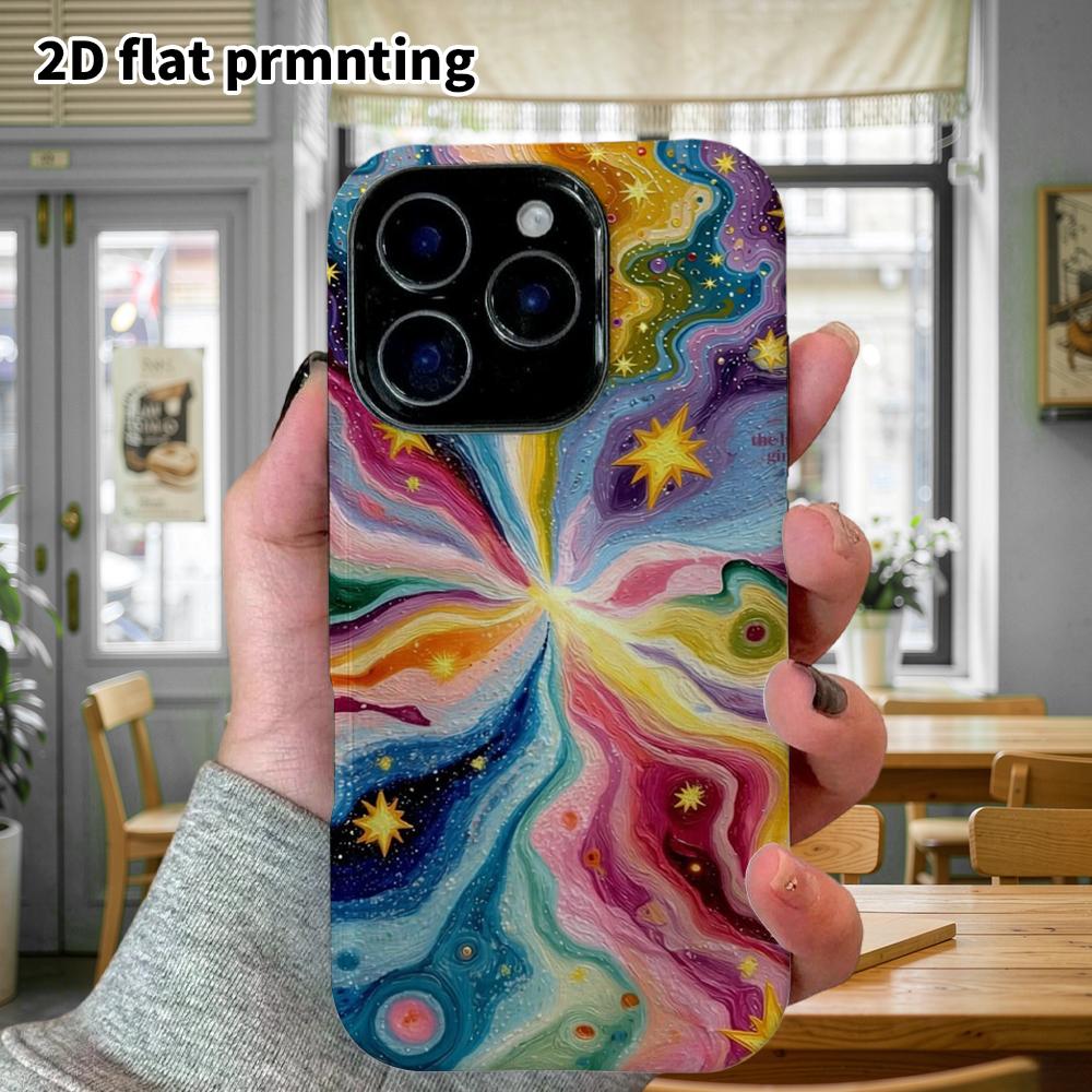 Phone Case: 2D flat design suitable for iPhone 18 17 16 15 14 13 Pro film protective case, couple style, swirl galaxy, Christmas and Halloween holiday