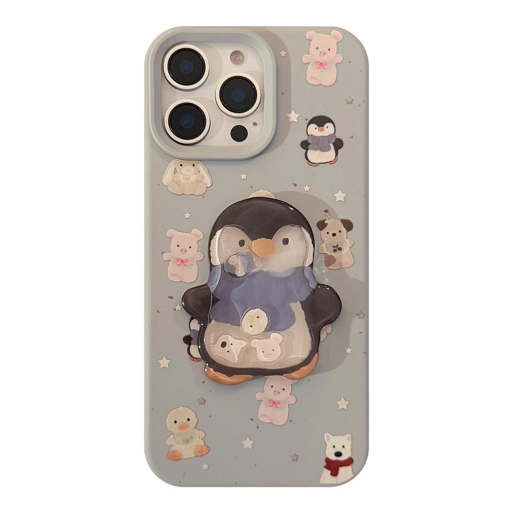 Cute Penguin Rabbit Shakele IPhone17 Mobile Case Apple 15promax Silicone 14 Applicable To 13 Three Dimensional
