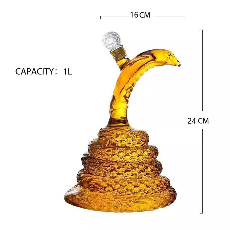1000ml Liquor Bottles Snake Shaped Clear Whiskey Wine Decanter High Borosilicate Glass Zodiac Animal Wine Pot Craft Gift Decort