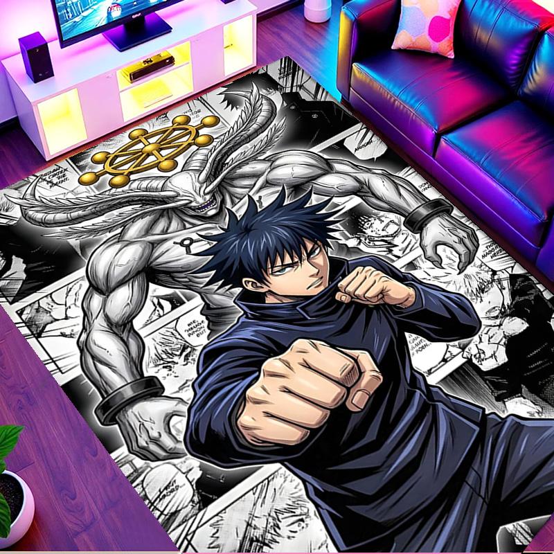 Jujutsu Kaisen Print Rug, Washable Floor Carpet, For Entryway Dorm Laundry Room Office Study, Home Decor Birthday Christmas Gift