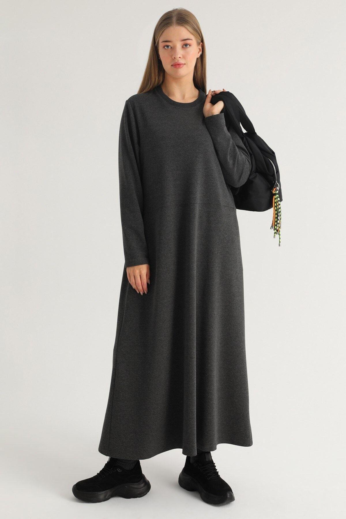 

Women s Big Size Dress Anthracite Plus Size Fabric Pocket Dress 2XL