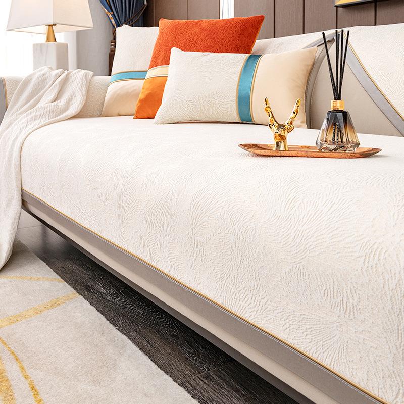 Nordic Light Luxury Sofa Cushion Four Seasons Universal Cover Cloth Cover Cover Solid Wood Leather Non-Slip Seat Cushions All-Inclusive Chenille