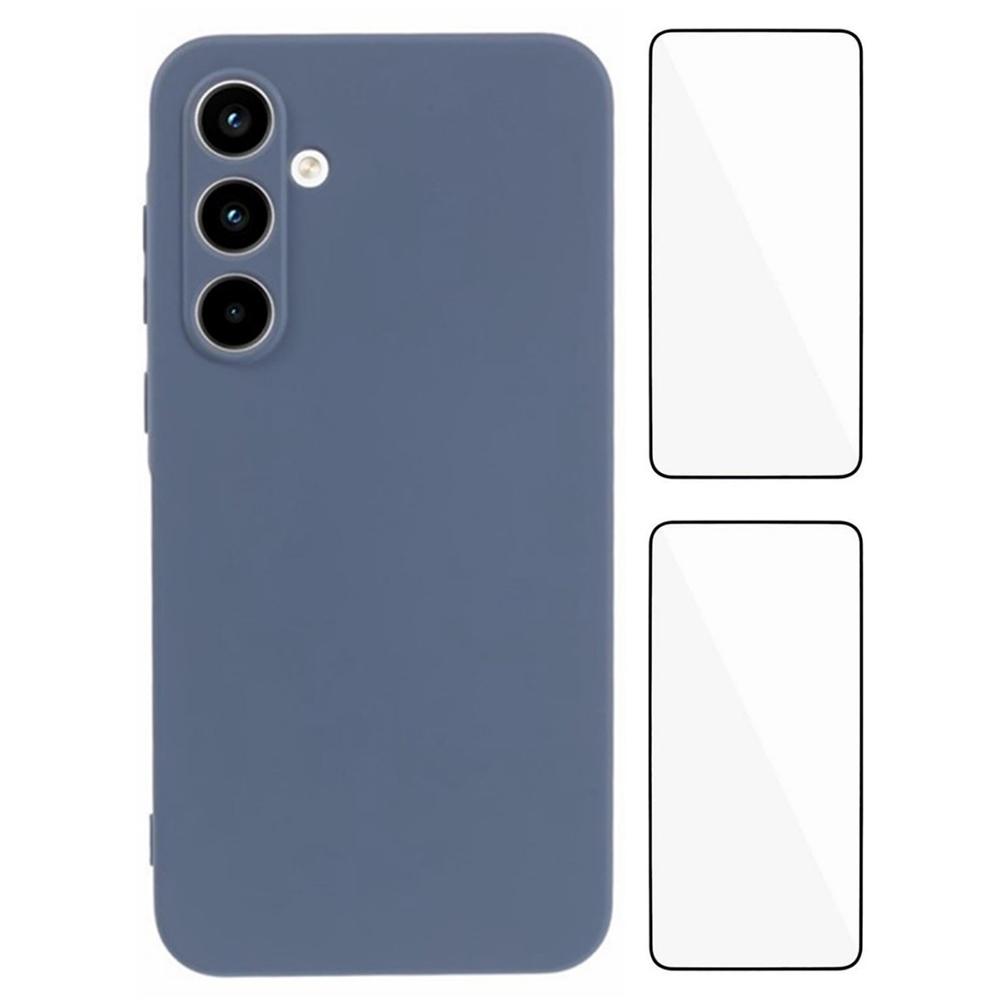 

WANLONFENG RB3 Series For Samsung Galaxy A55 5G Case with 2Pcs Screen Film Precise Lens Hole Soft TPU Phone Back Cover Lavender Grey