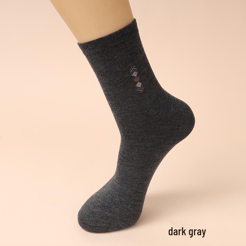 Men's Mid-Calf Anti-Odor Black Socks - Spring & Autumn, All-Season, Sweat-Absorbing, Ideal for Work, Middle-Aged & Fathers.