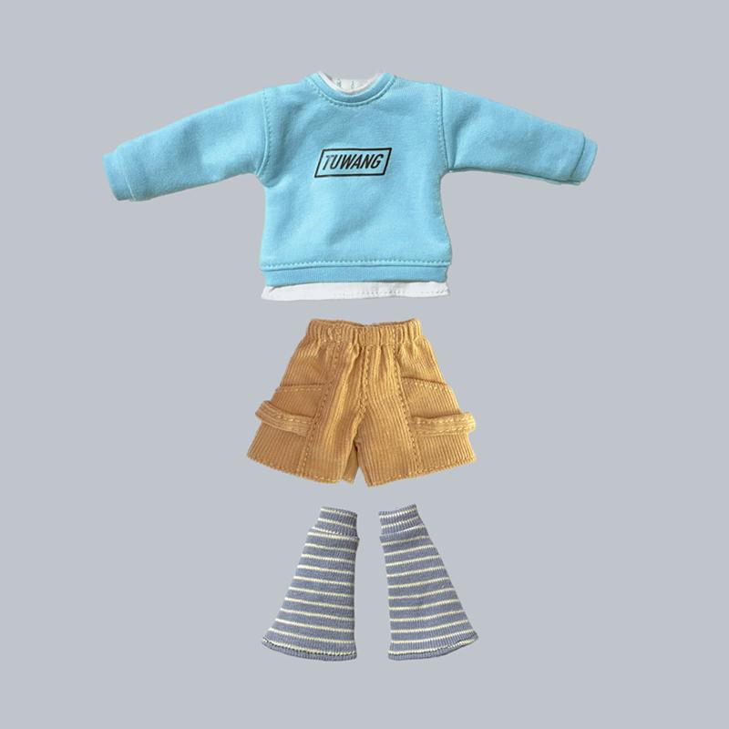 New Arrival Blythe Clothes Fashion Sweater Corduroy Shorts Crossbody Bag Caps Casual Set for Blyth OB24 Pullip 1/6 Doll Outfit