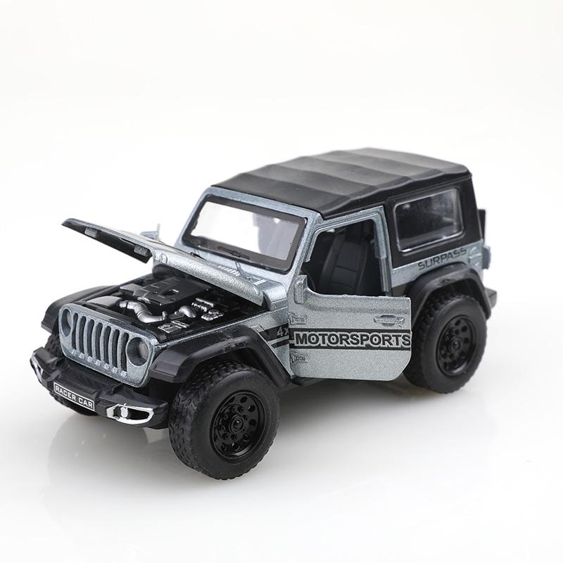 (Bagged) 1/36 Scale Jeep Wrangler Four-Door Off-Road Pullback Toy Car, Die-Cast Metal, Boy'S Toy, Powerful Pullback.