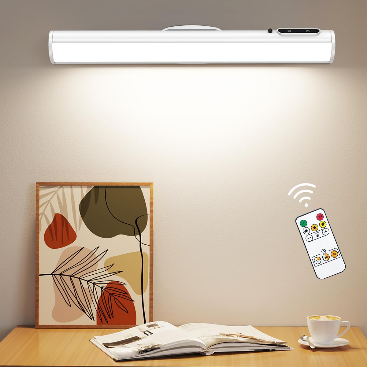 

Hapfish 4000mAh Rechargeable Magnetic LED Desk Lamp with Remote Control, 3 Color Temperatures and Continuously Dimmable, Cordless, Bright, Stylish,