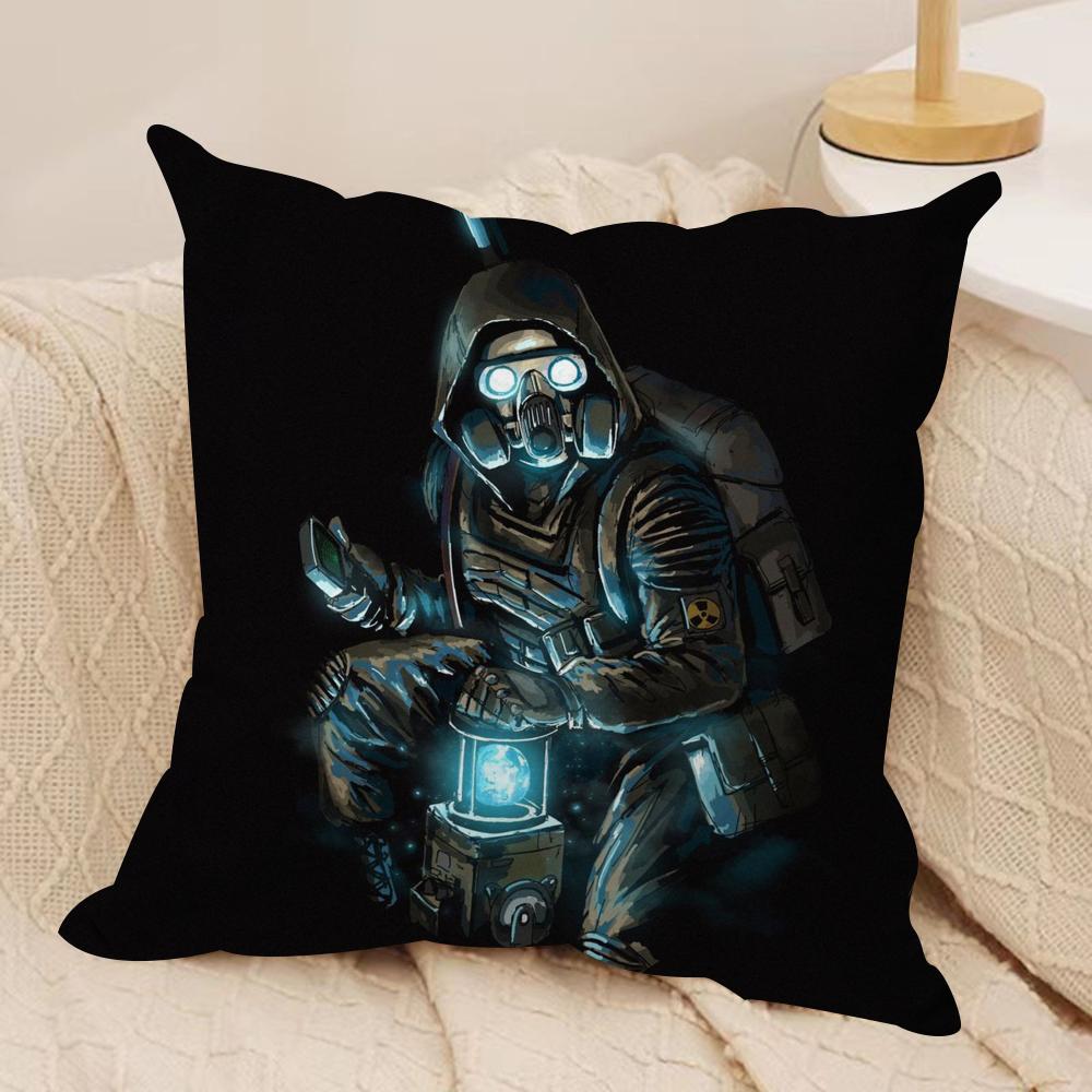 SStalker Game Cushion Cover Silky Short Plush DoubleSided Printed Pillow Case for Sofa All Seasons Home Decor Gift