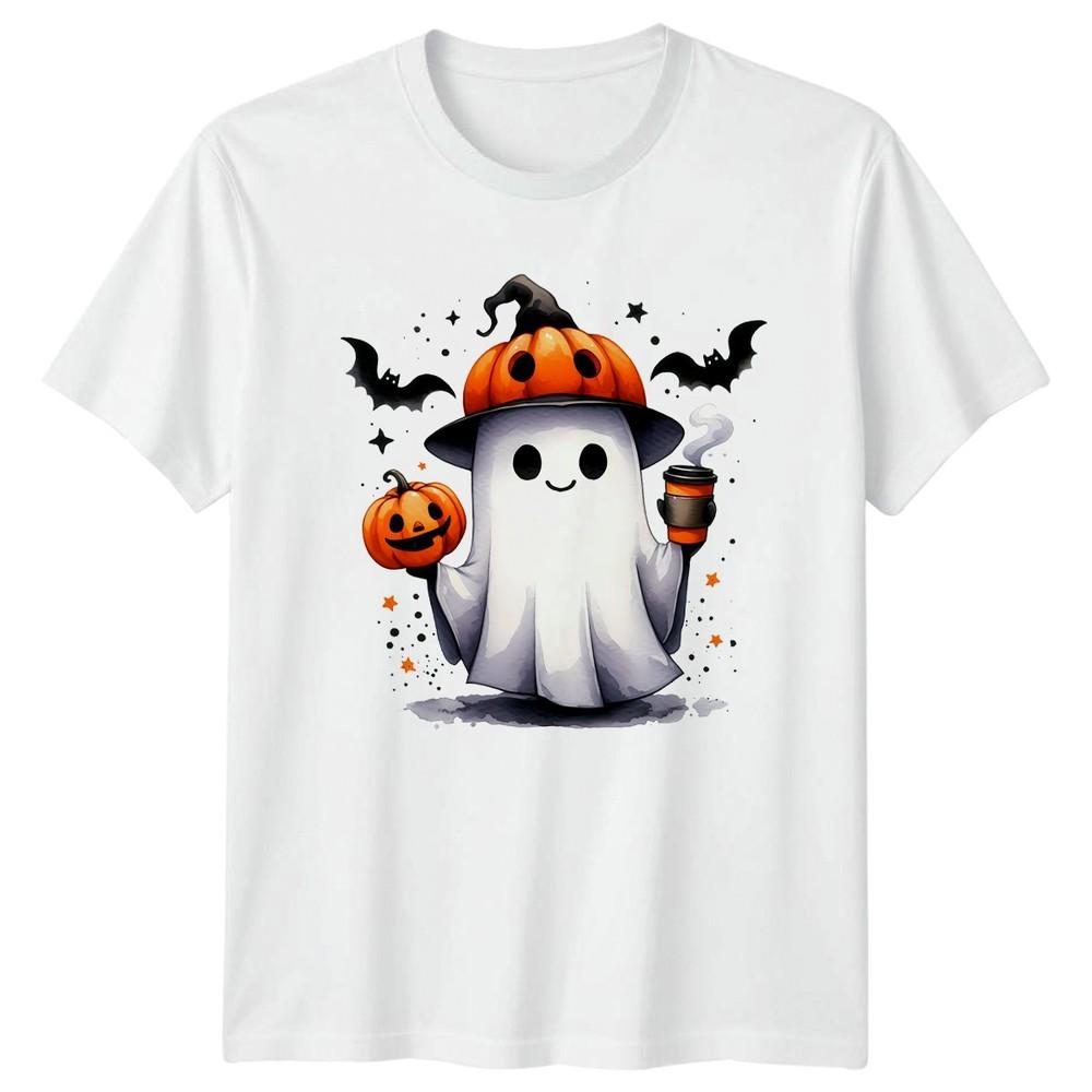Cute Ghost Halloween Holidays Unisexs TShirt Unisexs Graphic Tee Pumpkin Coffee S