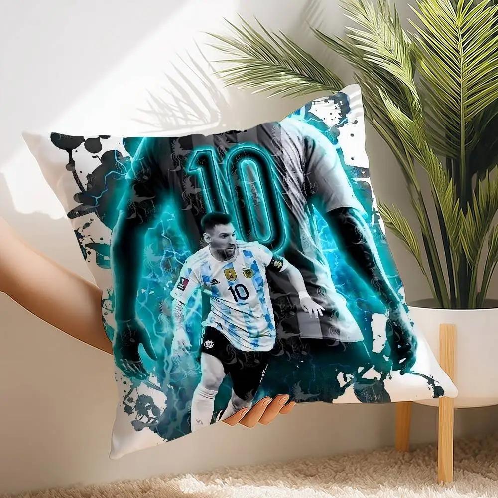 Footballer MMMessiS Pillow Case Short Plush Print Cushion Cover Square Throw Pillow Covers Sofa Home Decor