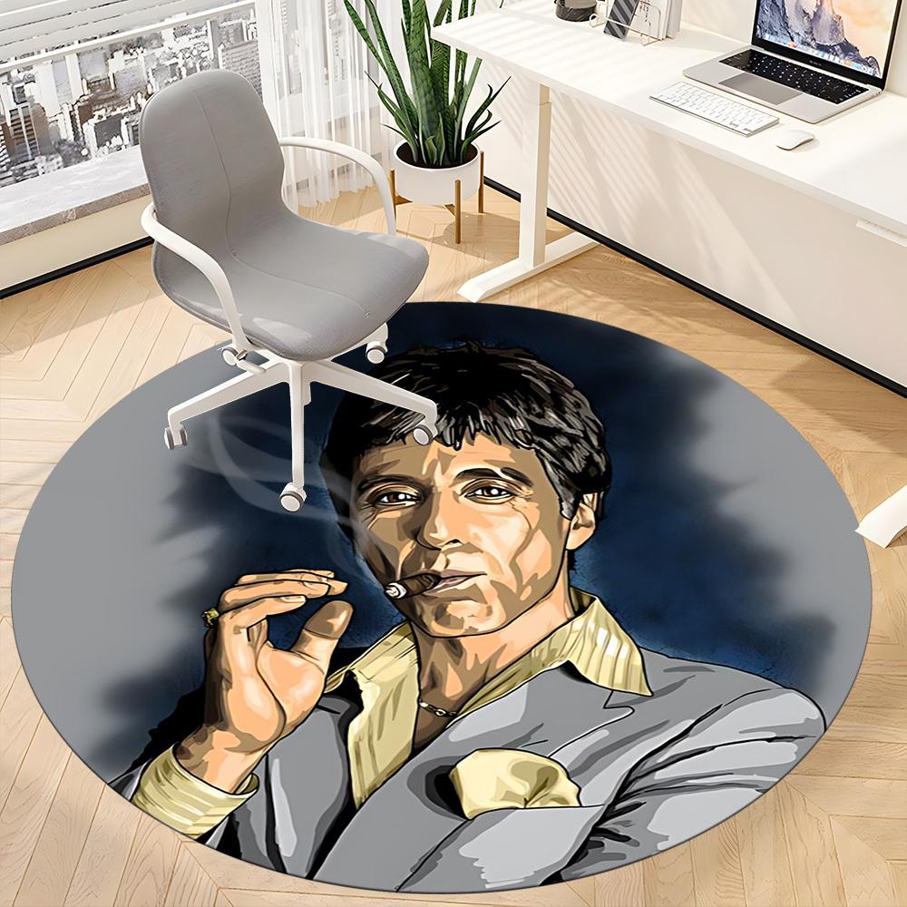 1PC Scarface Office Round Rug, Non-slip, Soft and Durable Office Rug for Interior Decoration, Perfect for Office yy250915004