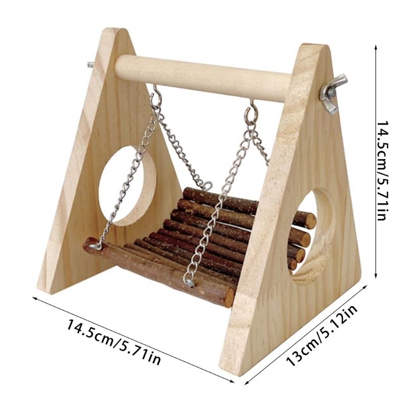 Multifunctional Wooden Cage Swing For Birds Promotes Chewing Play Relaxation