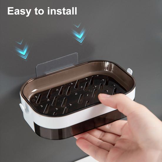 High Quality Punch Free Easy Install Wall Mounted Soap Case Detachable Base Space Saving Sponge Tray