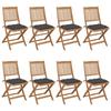 Folding Garden Chairs Set of 8 with Cushions Acacia Wood