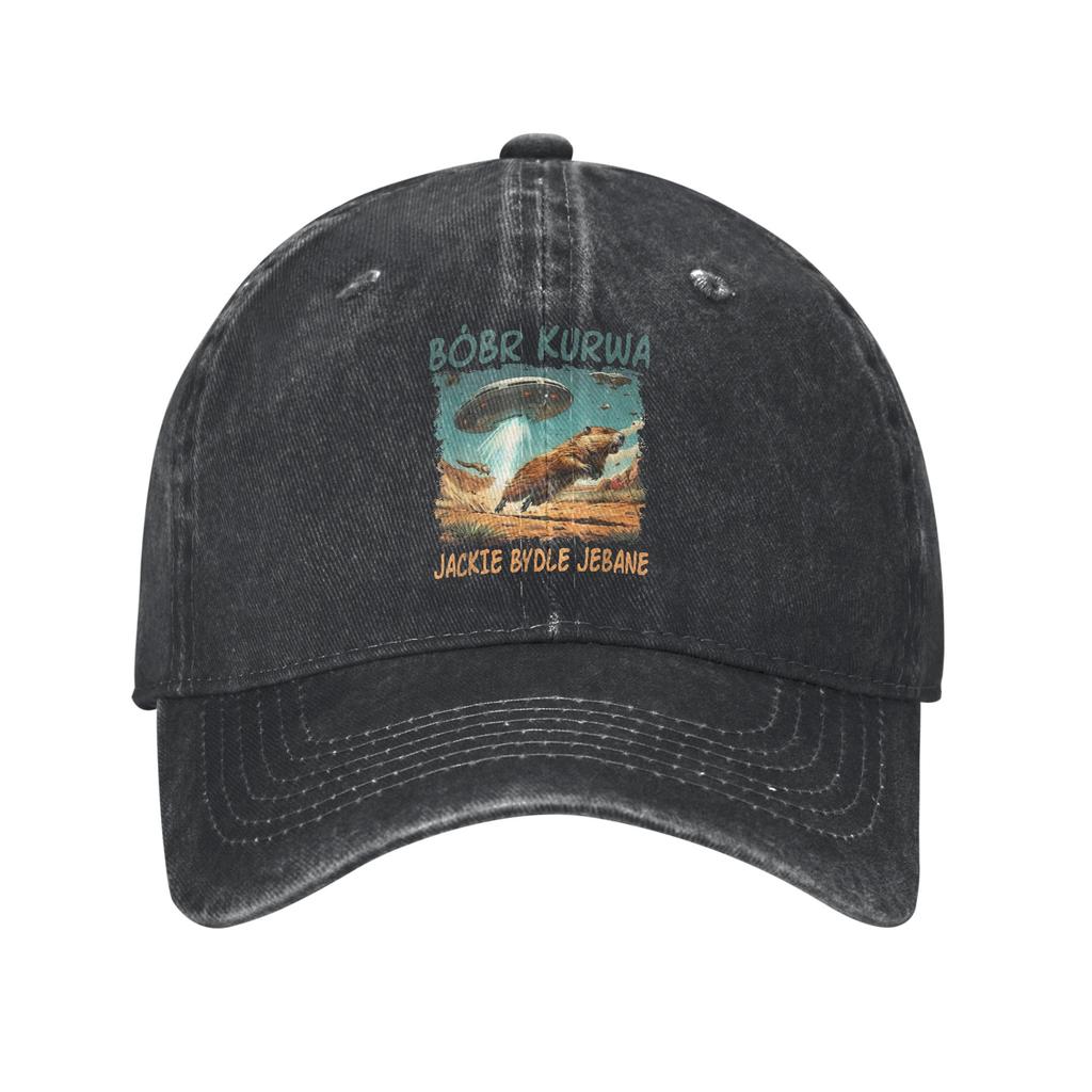 Vintage Bobr Kurwa Baseball Cap for Unisex Women Distressed Denim Snapback Cap Bober Outdoor Activities Adjustable Caps Hat