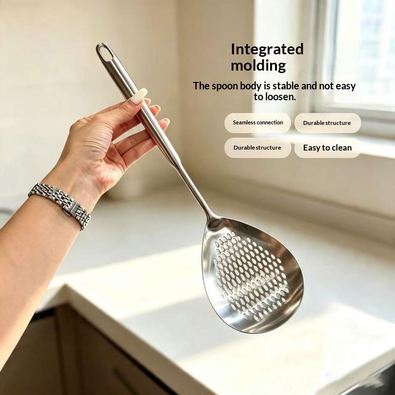 Stainless Steel Ladle Skimmer Heavy Duty Fine Mesh High Heat Resistant Food Strainer for Home Kitchen Hot Pot Cooking