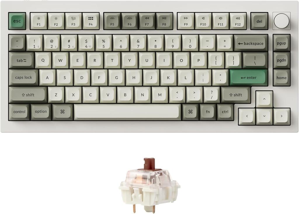 Keychron Q1 Max Wireless Custom Mechanical US RGB Gateron Jupiter Mechanical Full Compatible with and Linux Brown Gateron Jupiter Mechanical Switches