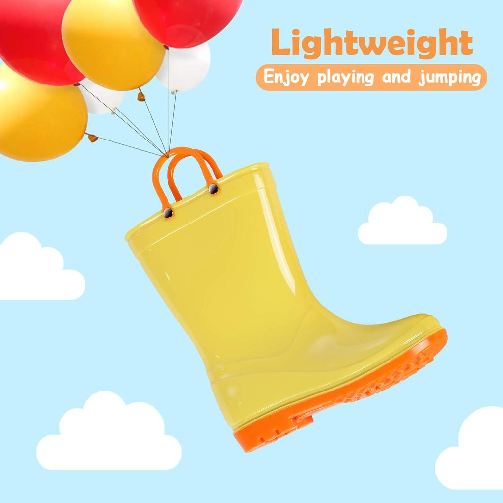 Fashion Kidmi Children Rain Boots Girls And Boys Outdoor Non-slip Rubber Rain Shoes Cute Easy Clean Kids Waterproof Boots With Handles