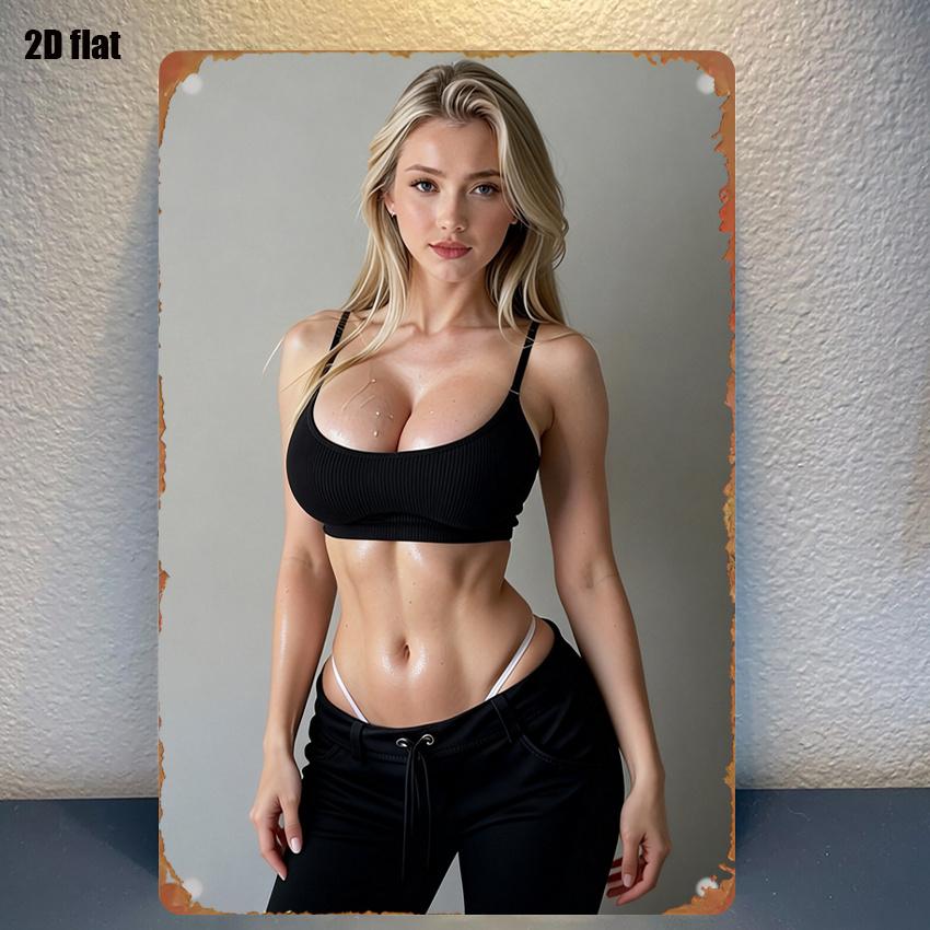 pc Sexy Fitness Girl Metal Sign xin for Living Room Wall Decor Vintage Iconic Character Art Poster Game Room Bar