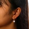 High End 18K Gold Plated PVD Single Round Zirconia Pendant Huggie Earrings Trendy Stainless Steel Fashion Jewelry-