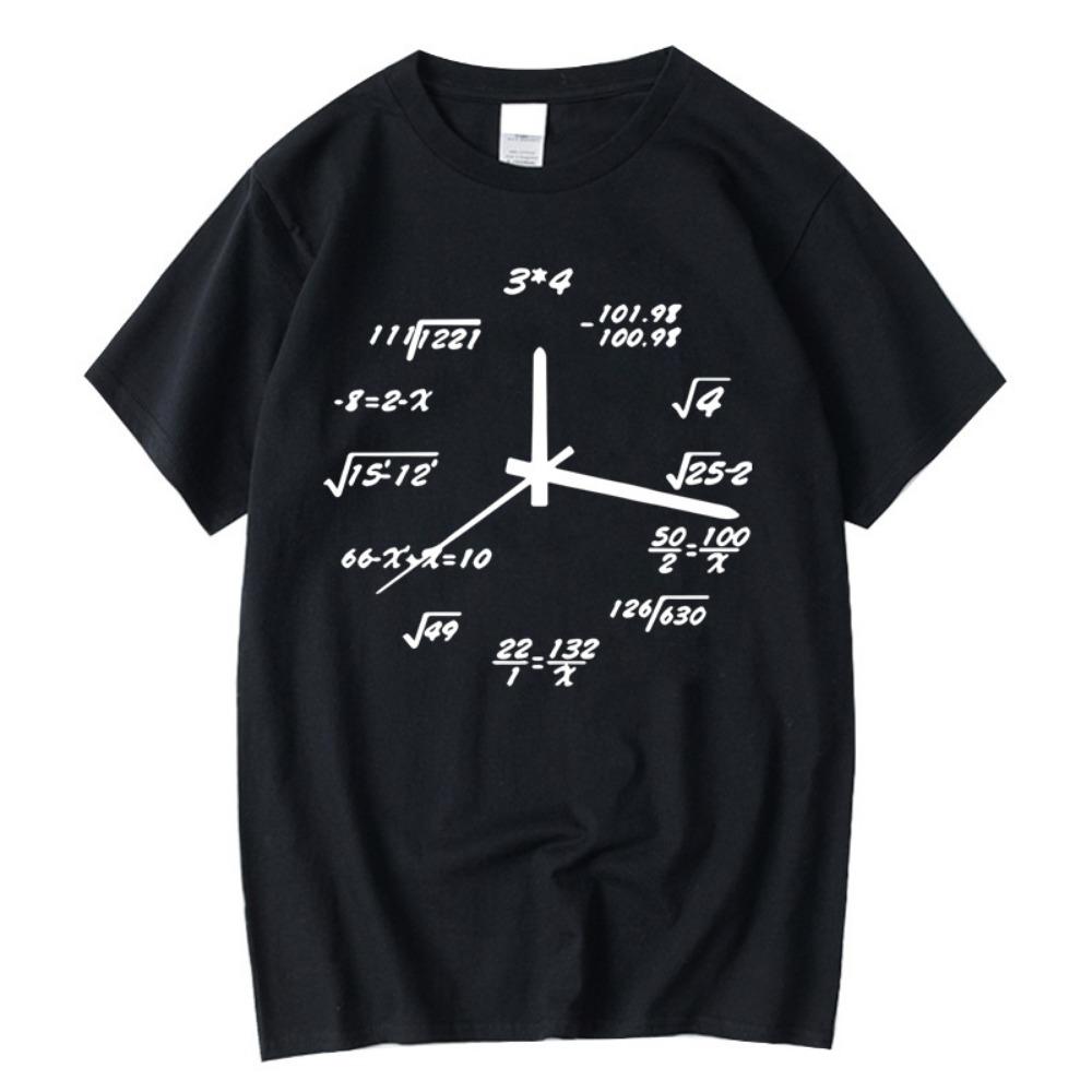 

Men s T-shirt Casual Funny Math Clock Print Summer Loose O-neck T Shirt for Men Short Sleeve T-shirt Male Tops M