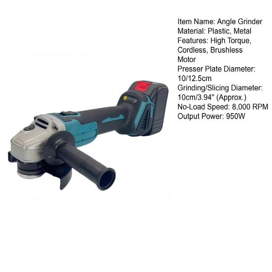 Professional Stone Grinder Lithium Brushless Angle Grinder, Adjustable Speed High Torque Electric Tool, 950W 8000RPM Steel Cutting Power Tool Cordless