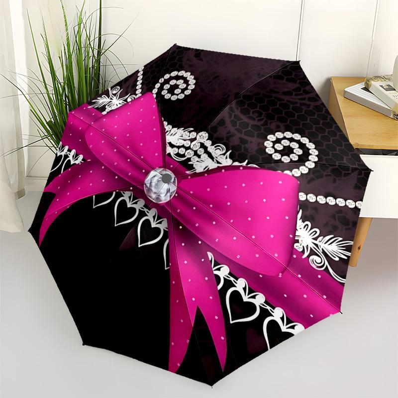 

1pc Bowtie, Ribbon Automatic Folding Umbrella - Portable Collapsible Design, 8-Rib Iron Frame, Durable Fabric yy251125017
