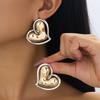 New Exaggeration Punk Metal Big Love Heart Stud Earrings for Women Fashion Accessories Personalized Charm Zircon Gift