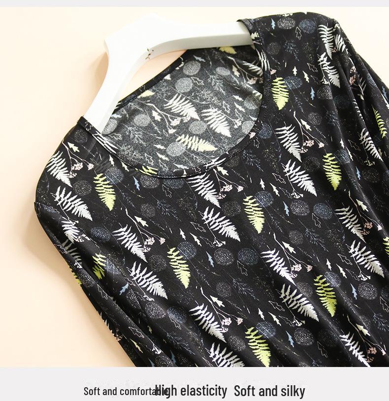 Tangge Silk Autumn/Winter Warm Printed Knitted Underwear Set