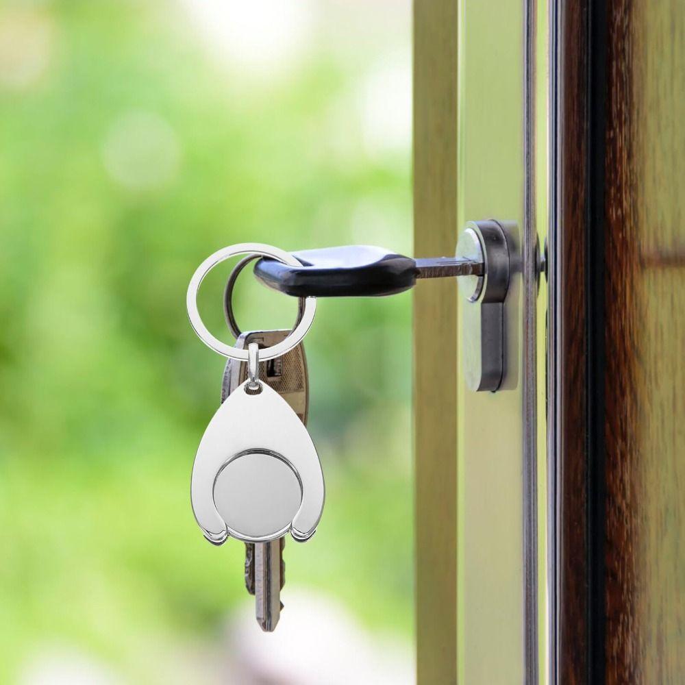 2PCS Silver Coin Keychain Portable Car Key Ring Holders New Key Ring  Handbag Backpack Pendant