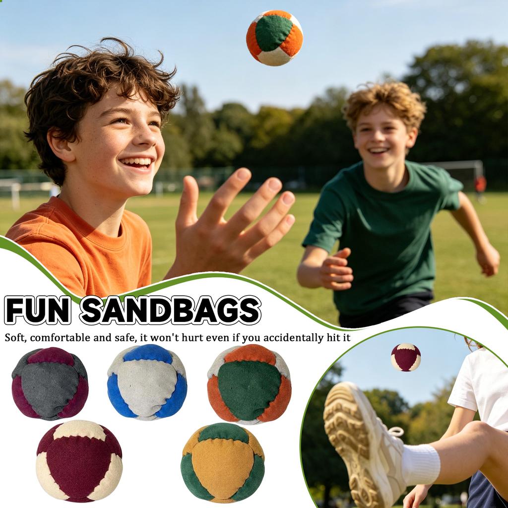 5pc Set Durable Fabric Bean Bags Soft Filled Balls for Toss Catch Juggling Indoor Outdoor Game Training