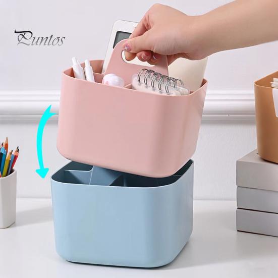Stackable Desk Organizer Storage Box with Handle Large Capacity Multiple Compartments Pencil Holder Caddy Organizer