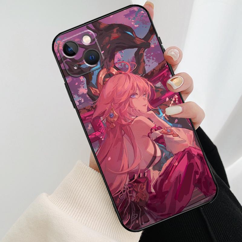 Yae Miko Genshin Impact Phone Case For iPhone 17 Pro Max 14 13 12 11 15 16 Pro Max mini 16 15 Plus 16e 17 Air Cover