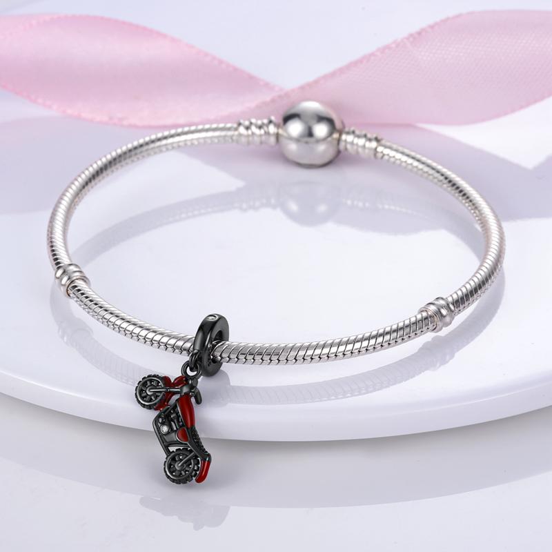 Black Cool Motorcycle Pendants Copper Original Beads Fit Original Charms Bracelet Beads Jewelry Gifts For Women