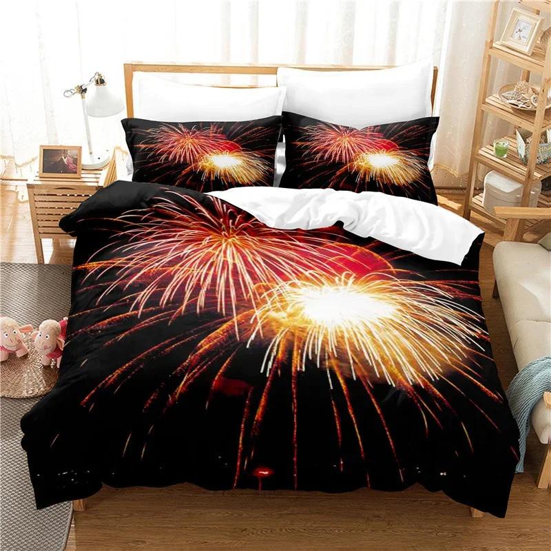 Colourful Black Bedding Set Luxury 3D Print Fireworks 100% High Quality Bedroom Set Duvet Cover +Pillowcases Happy Color Focus