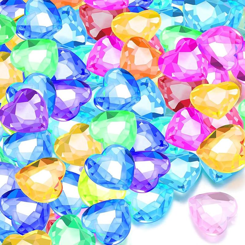 30PCS 25MM Heart Shaped Acrylic Diamond Gems Pirate Treasure Party Favors Goodie Bags For Birthday Small Presents Kids