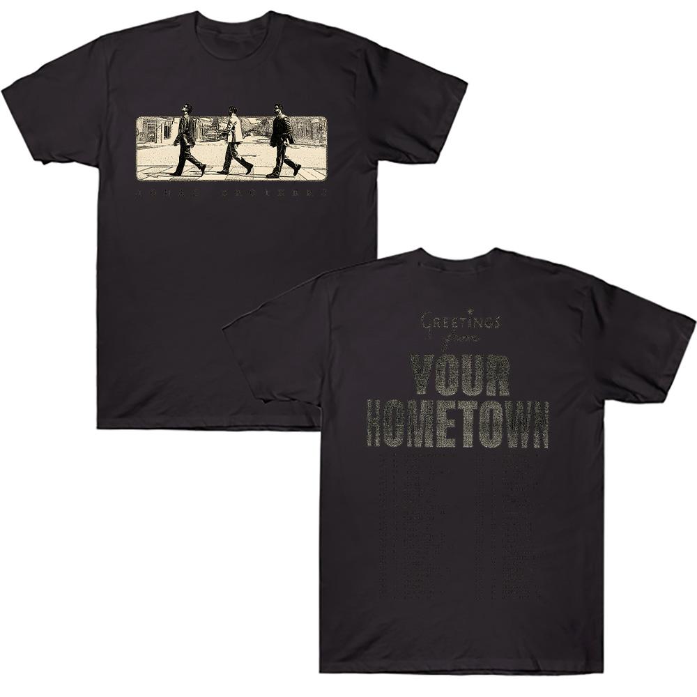 

Привет из твоего родного города Футболка Jonas Road Tour Jonas Brothers Винтажные футболки группы Уличная одежда Хип-хоп Мужские Женские Топы Одежда 4XL