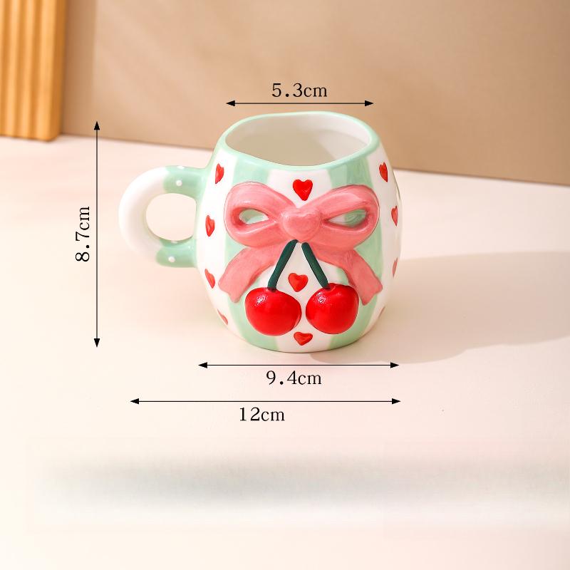 Kreative Dreidimensionale Kirschkeramiktasse Schleifenförmige Tasse Haushaltswasserbecher