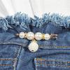 2pcs-Women New Skirt Waist Artifact Waist Pin Cute Imitation Pearl Rhinestone Brooch Anti-lighting Pin Jewelry