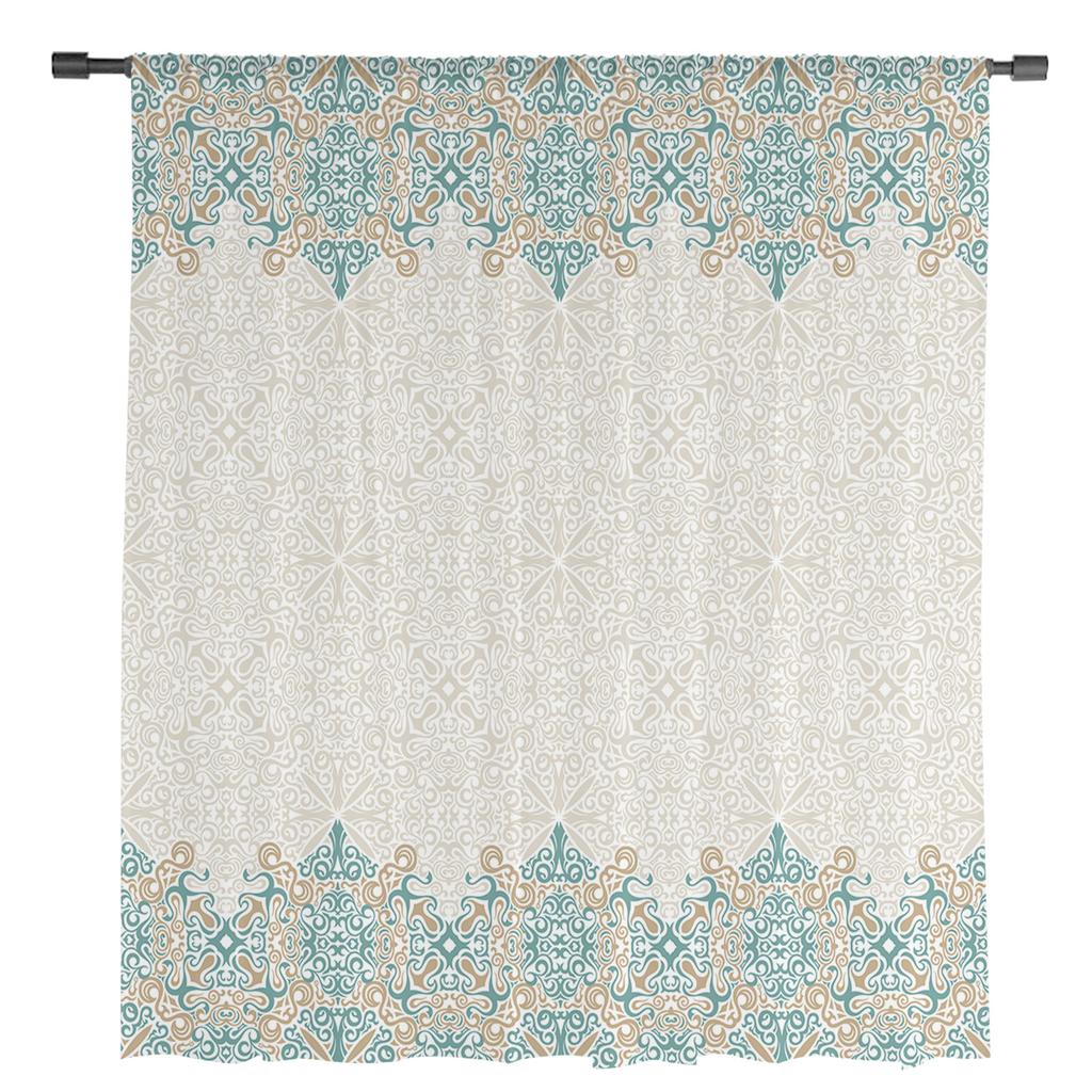 Perdele din tul etnic retro Perdele pentru ușă de bucătărie șifon Voile transparent Perdele de Crăciun pentru camera de zi