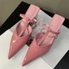 Fashion Eilyken Street Style Patent Leather Hollow Out Slippers Woman Thin Heels Pointed Toe Shoes Sexy Party Prom Zapatos De Mujer