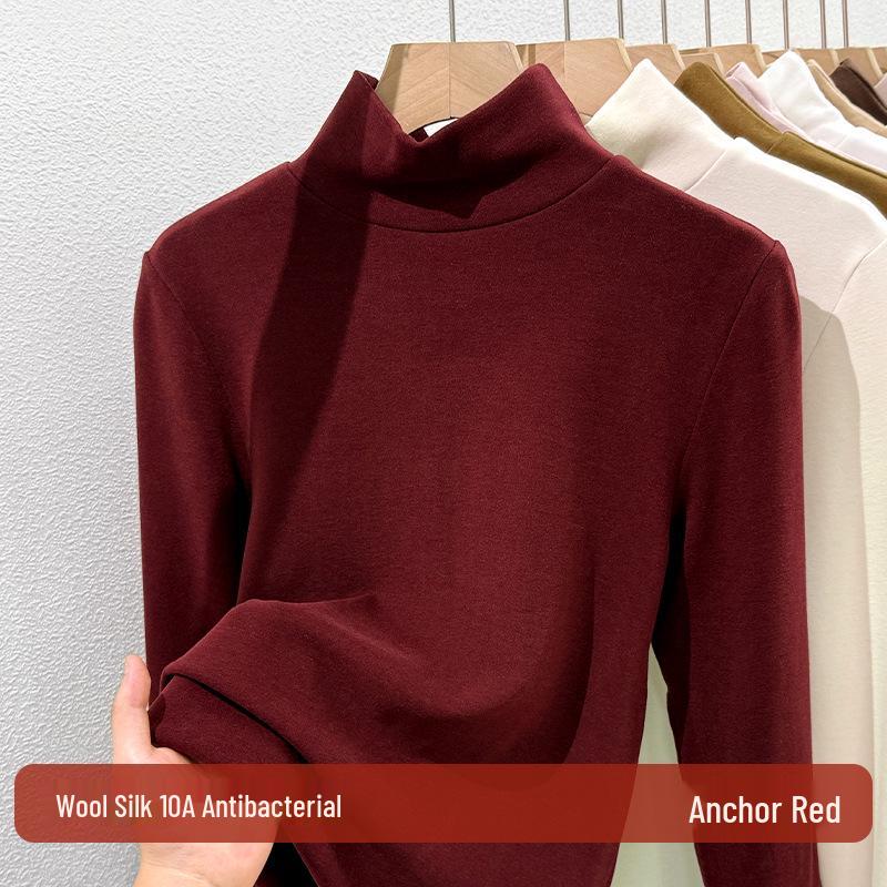 Women's 2025 Warm High-Neck Base Layer Top, Thickened Silk with Lambswool Lining
