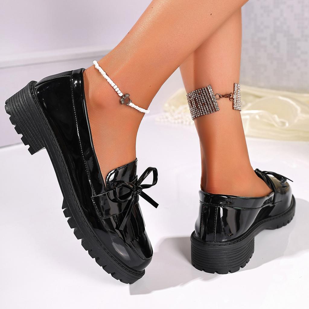 Fashion Women Tassel Princess Shoes School Party Wedding Dress Mary Jane PU Leather Shoes Women Breathable Anti-skid Slip on Shoes