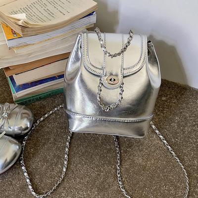 Koreanische Nische Frühling Neue Kleine Duft Kette Silber Rucksack für Frauen Ins Blogger Tragen Kleine Rucksack Reise